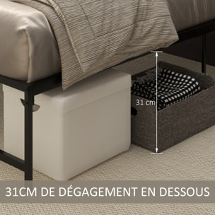 Sommier à lattes 140x190 cm sur pieds x 9 - sommier 140x190 cm - lit double - acier noir