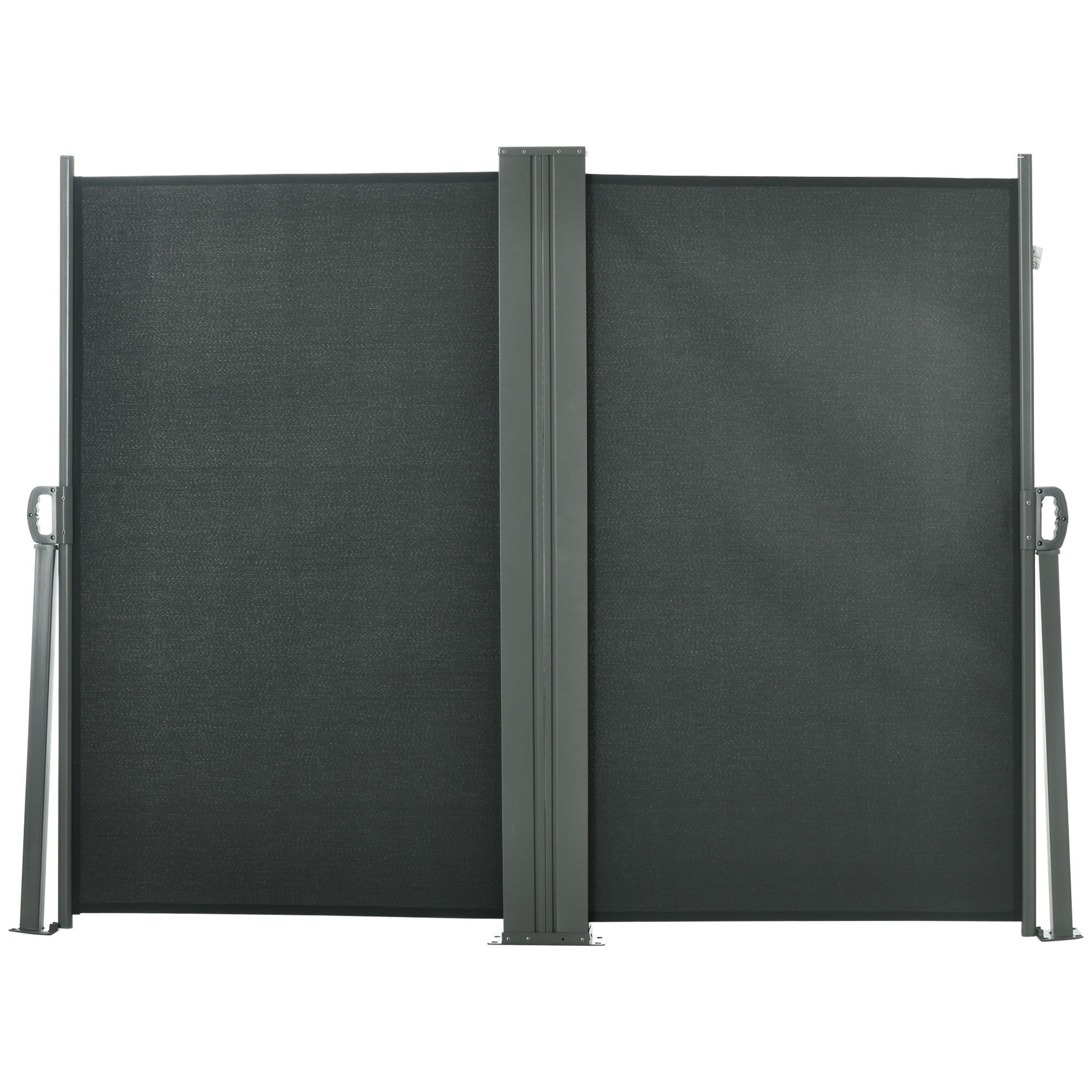 Double store latéral brise-vue paravent rétractable dim. 6L x 1,60H m polyester anti-UV haute densité gris