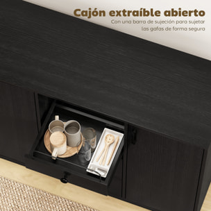 Aparador de 3 Puertas, Aparador de Salón con 3 Cajones, Estantes Ajustables, para Cocina, Entrada, Comedor, Dormitorio, Negro, 143,5x40x90 cm