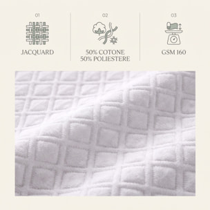 Coprimaterasso Intrecci Jacquard in Cotone e Poliestere 160 GSM Elasticizzato su 4 Lati No Stiro