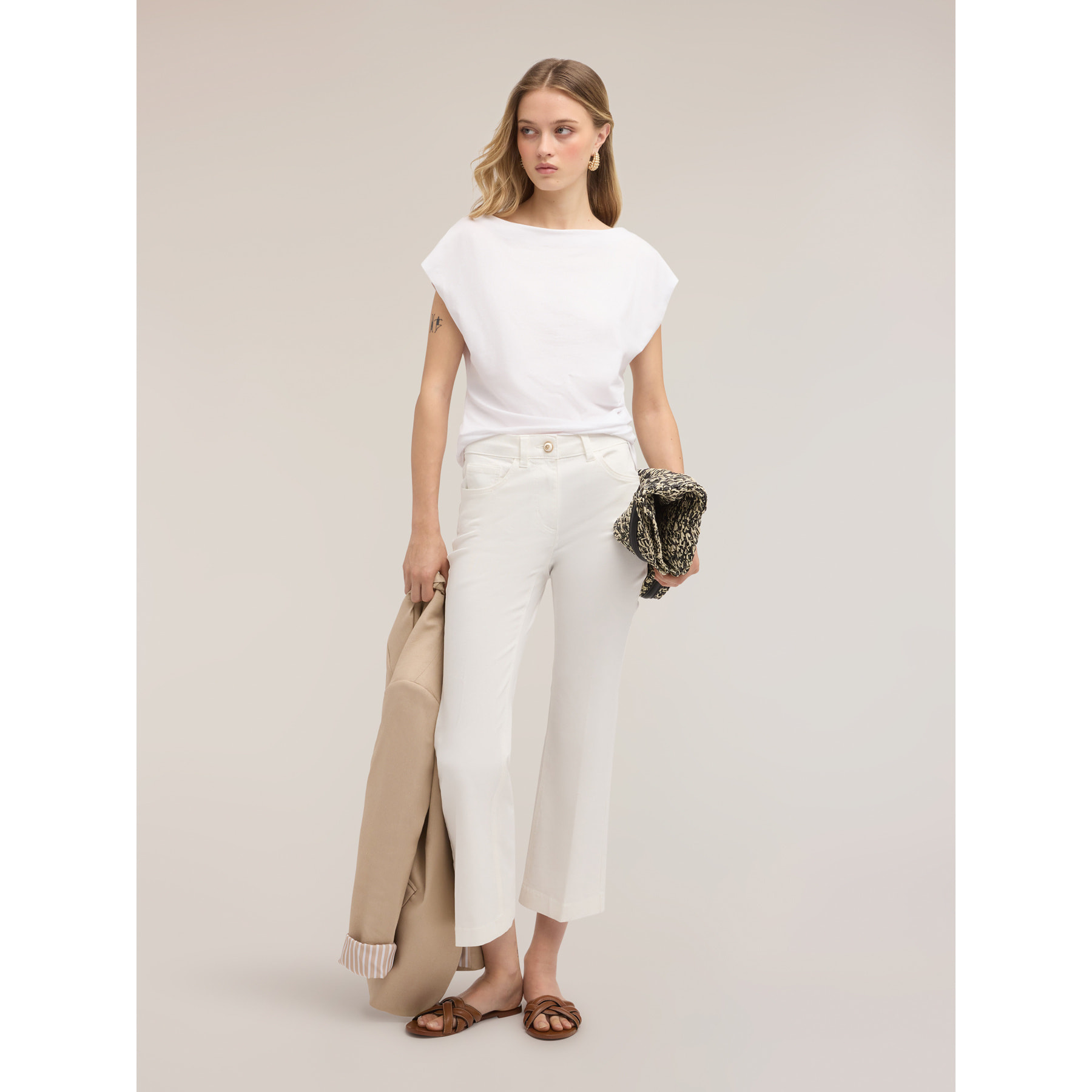Motivi - Top con drapeado lateral - Blanco