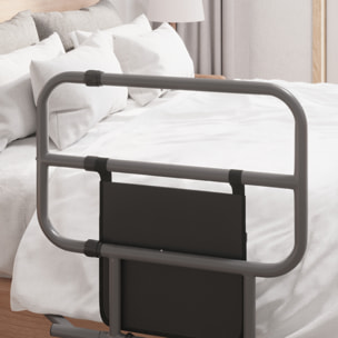 Barandilla de Cama Adulto Asidero para la Cama Plegable Barrera de Cama con Bolsillo de Almacenamiento para Discapacitados y Personas Mayores 61x66x55 cm Gris y Negro