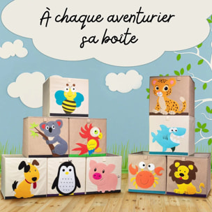 Boîte de rangement en tissu pour enfant "tigre" sur fond foncé, compatible Ikea Kallax Lifeney