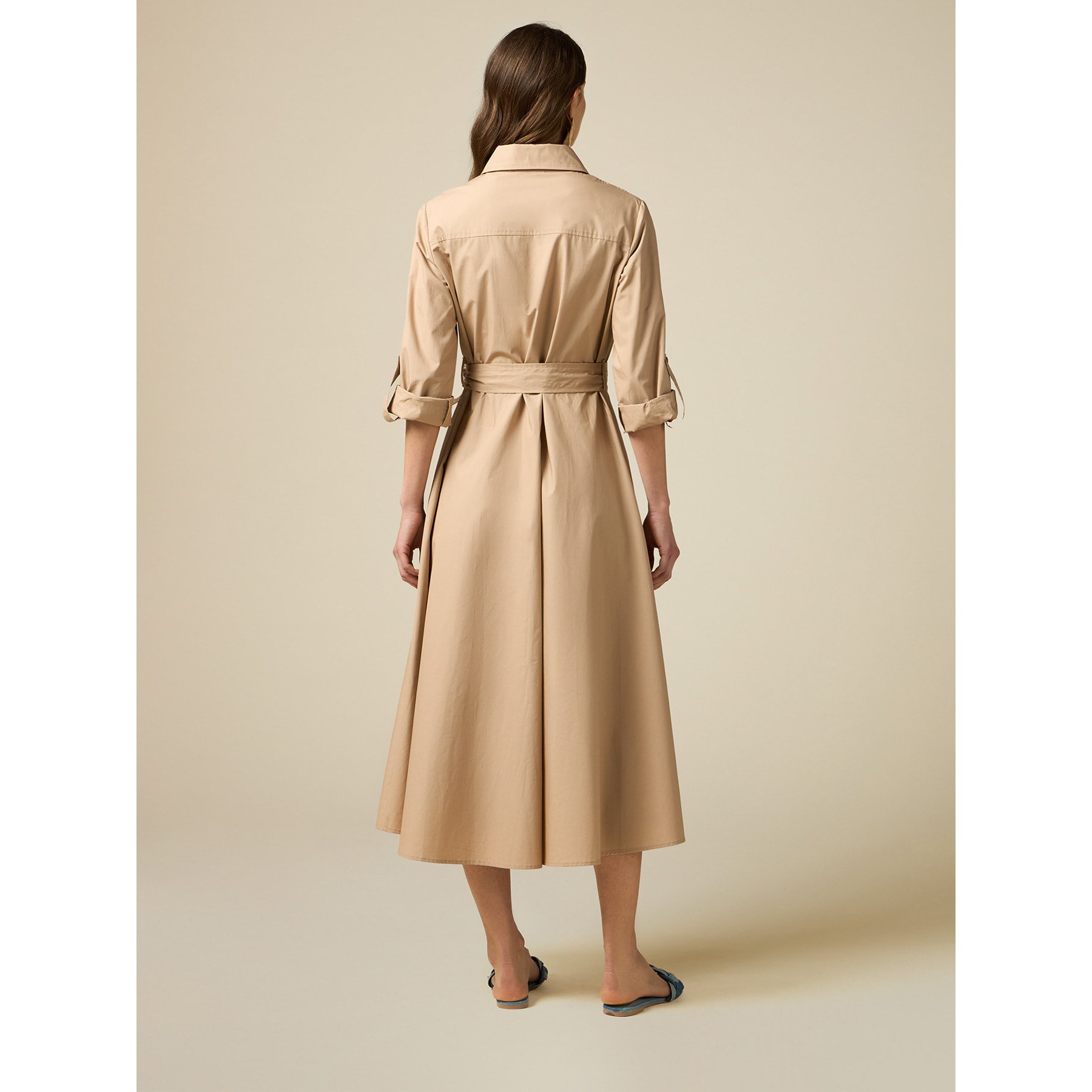 Oltre - Vestido camisero de popelina - Beige