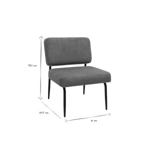 Fauteuil en tissu chenille terre brûlée et métal noir VEDANA