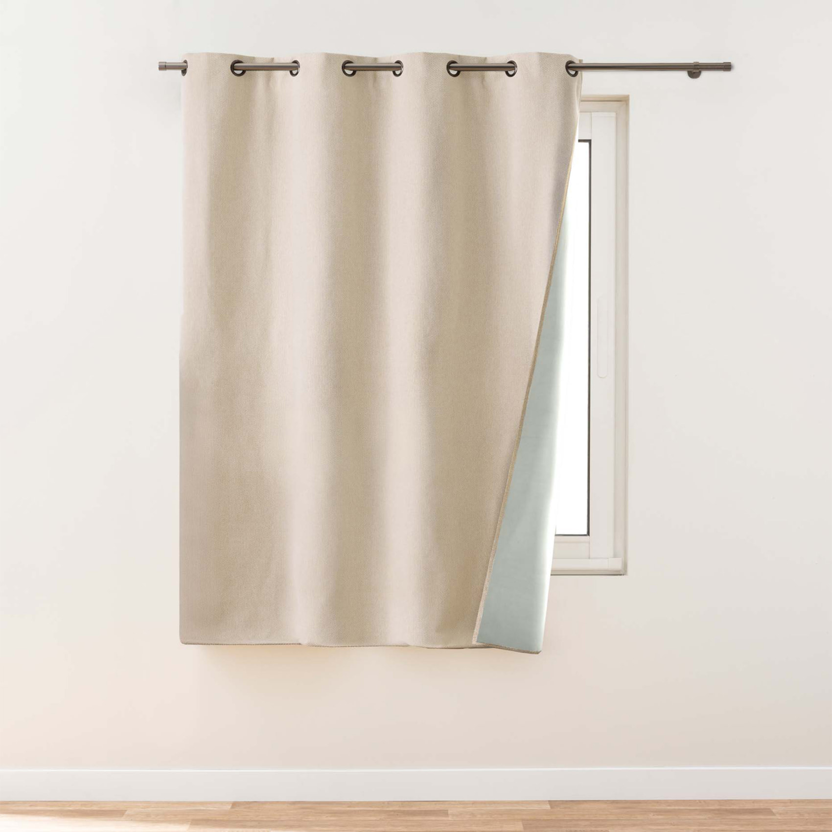 Rideau 100% occultant à œillets en tissu uni - Naturel