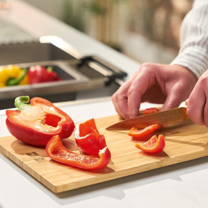 ALL IN Set d'accessoires universel Planche à découper Bambou 32x20 + Panier égouttoir PVC Noir Sanitized (ALLINSET-1-SP)