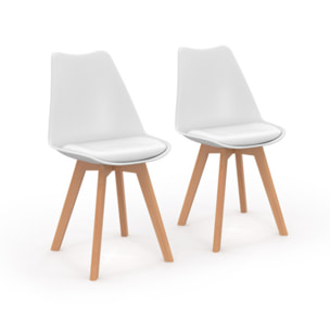Chaises Nordia pieds bois de hêtre - Blanc