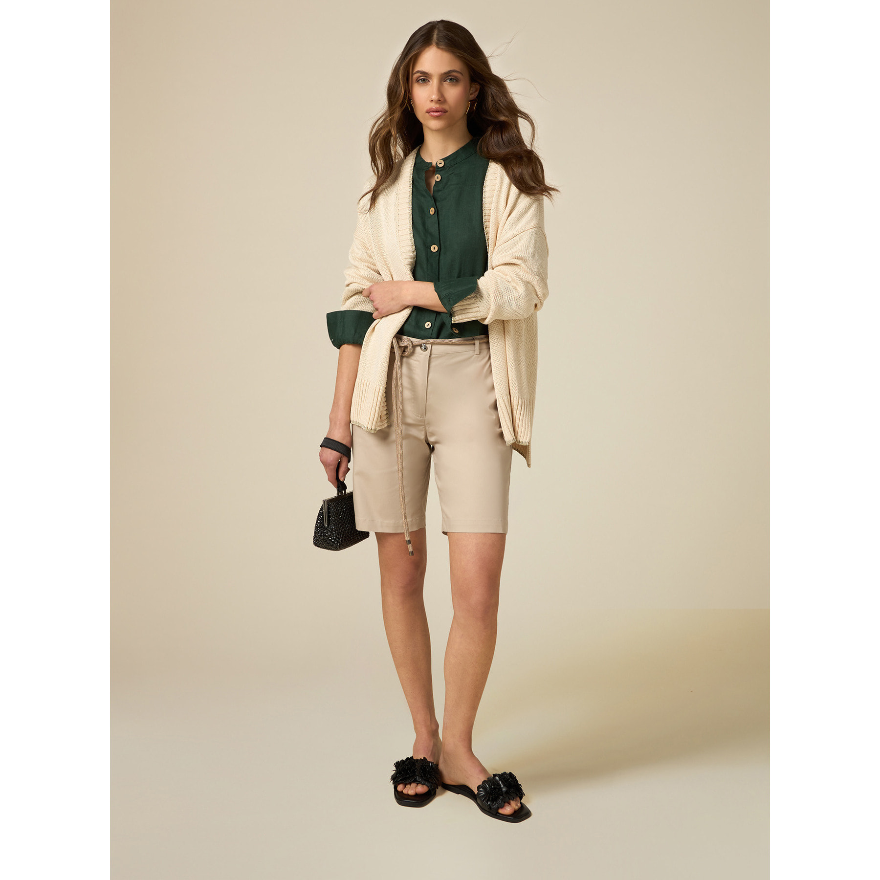 Oltre - Bermudas con mezcla de algodón - Beige