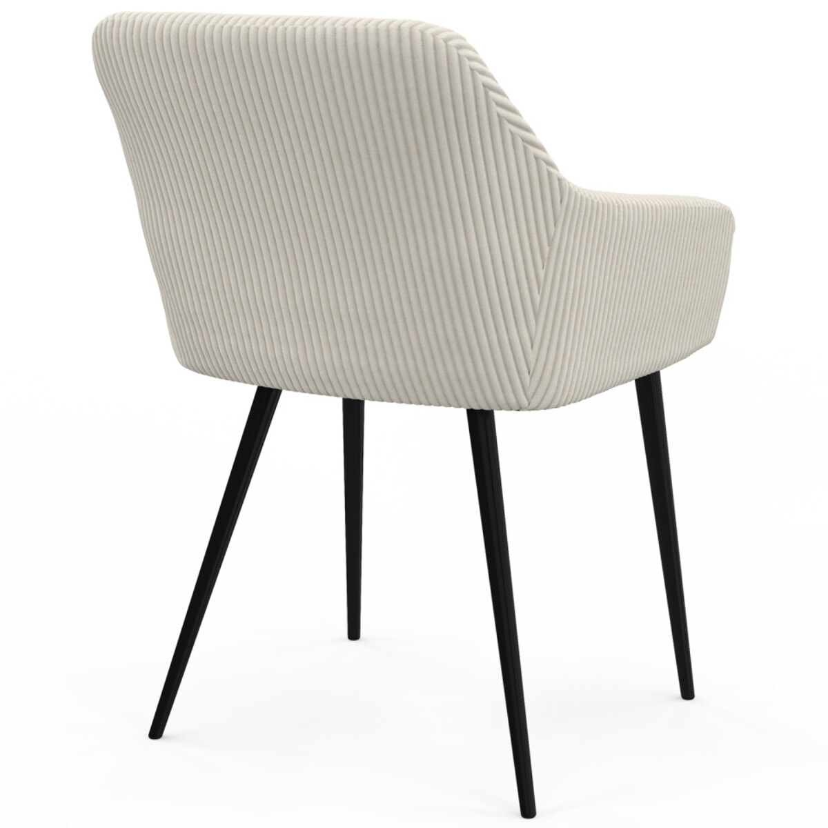 Chaises Jenny velours côtelé crème pieds métal - lot de 2