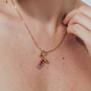 Collar T acabado oro rosa 18k