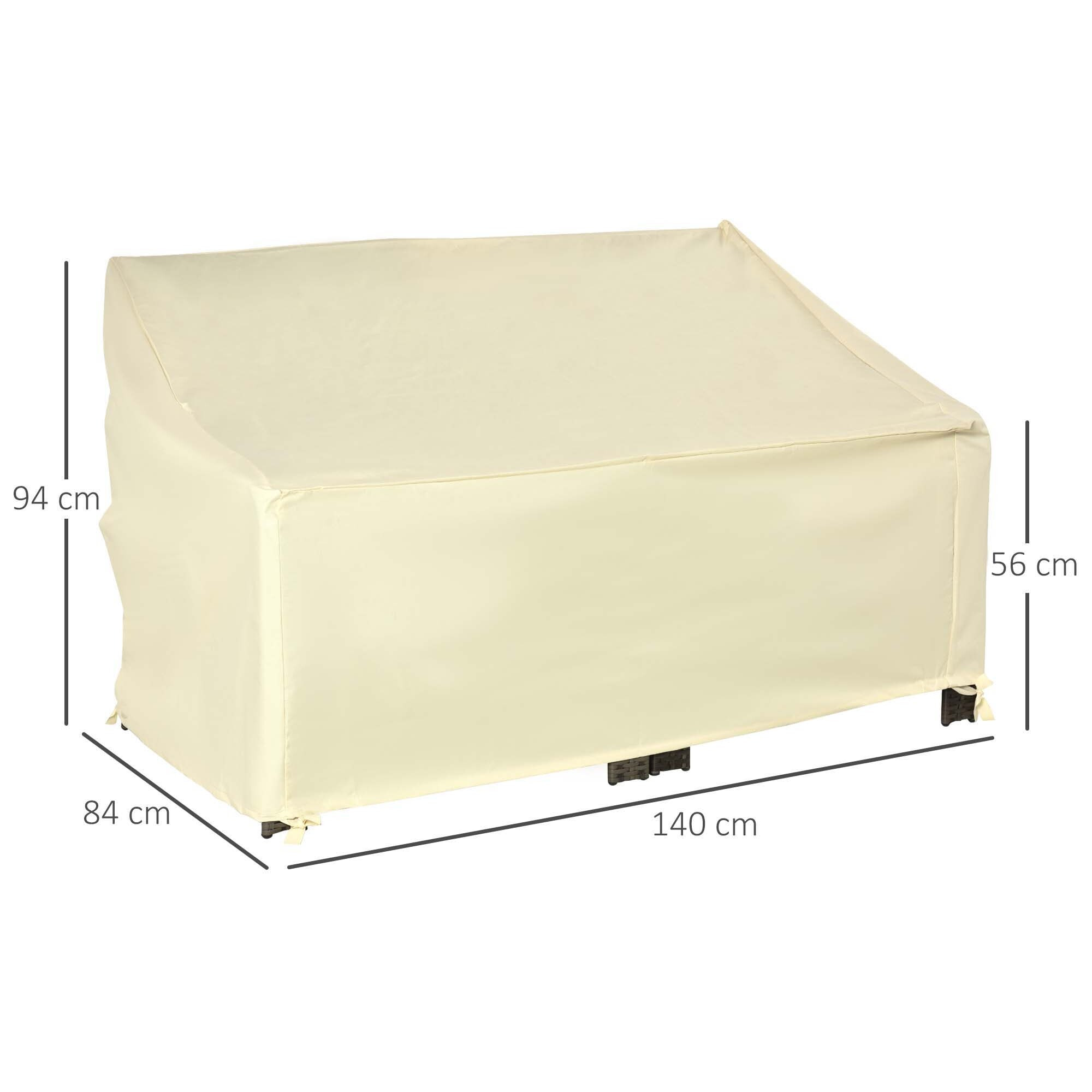 Funda Protectora para Banco de 2 Plazas 140x84x56/94 cm Cubierta de Muebles Exterior Tela Oxford 600D con Recubrimiento Impermeable para Jardín Patio Terraza Crema
