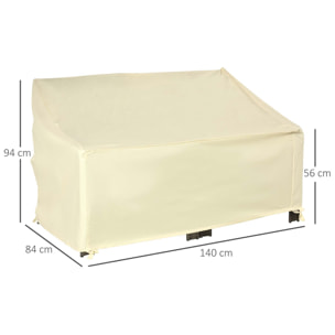 Funda Protectora para Banco de 2 Plazas 140x84x56/94 cm Cubierta de Muebles Exterior Tela Oxford 600D con Recubrimiento Impermeable para Jardín Patio Terraza Crema