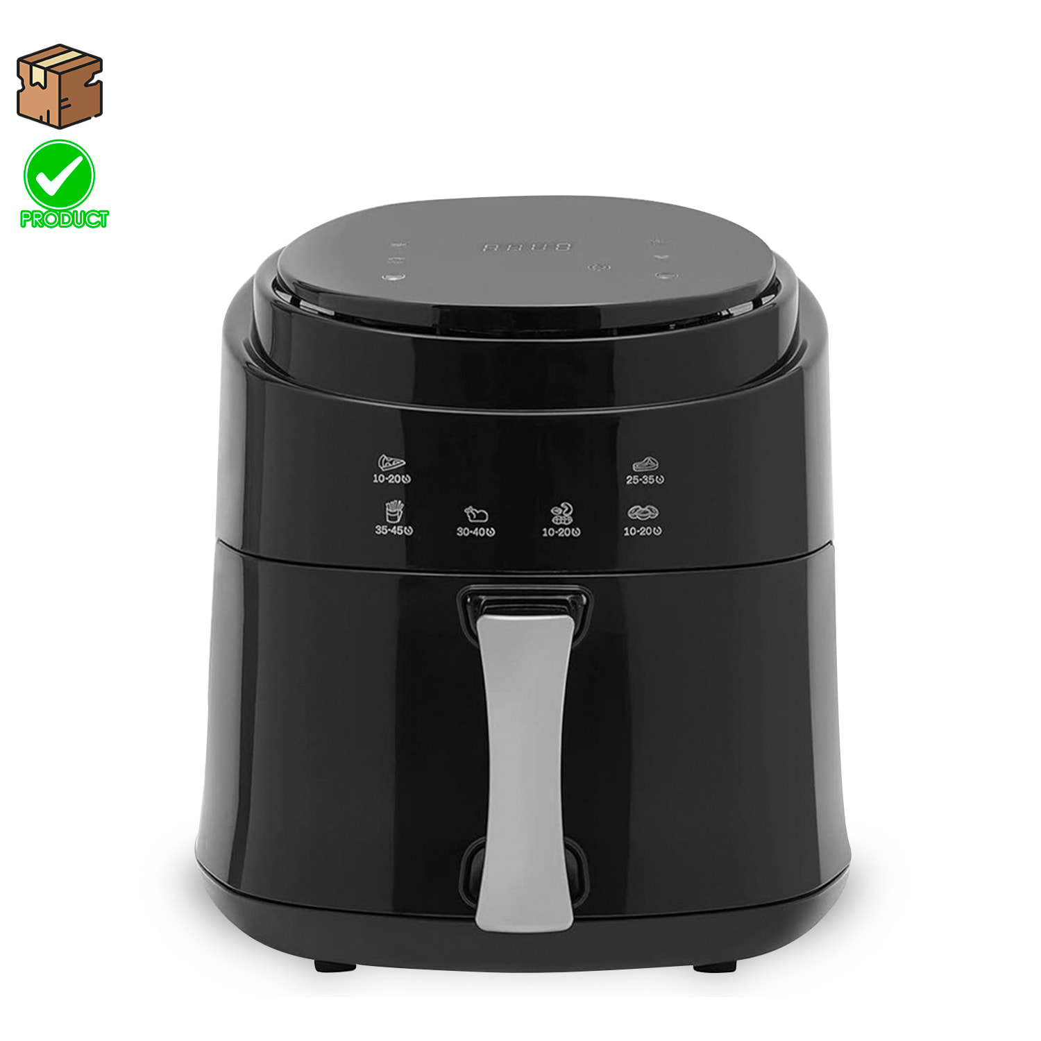 Freidora de aire 8L, 1400W. Panel táctil, programas de cocinado, modos manuales, calentamiento 3D, rejilla antiadherente. PRODUCTO CON EMBALAJE DETERIORADO.