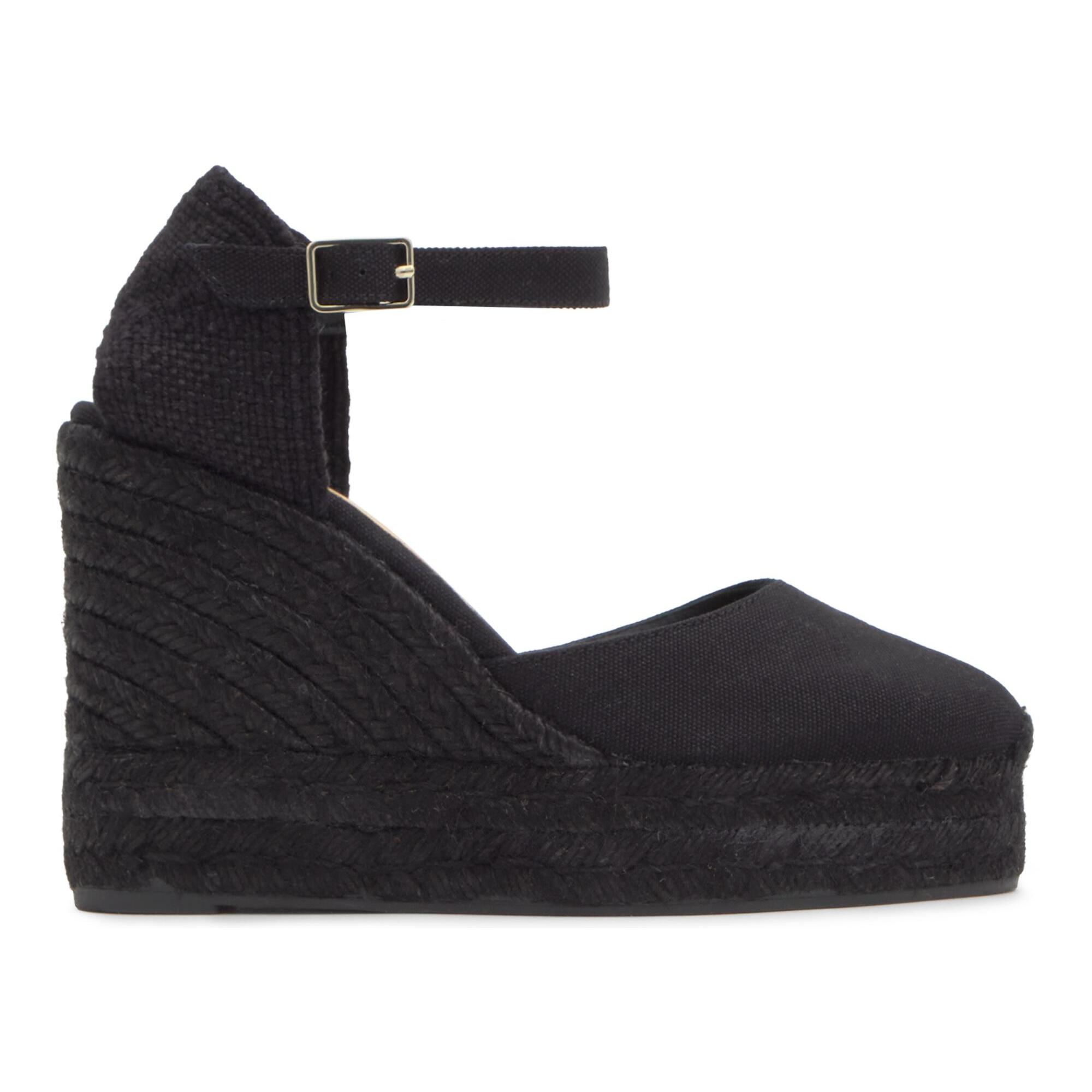 Alpargata Carol cuña de yute en algodón con pulsera y doble plataforma