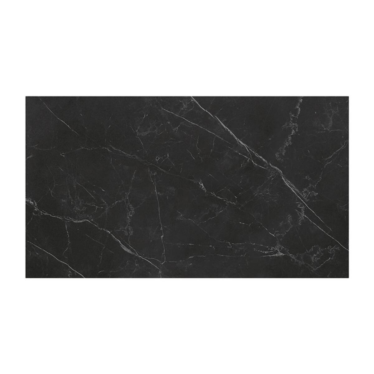 Tavolo CALVI in ceramica, effetto marmo nero e base in metallo verniciato nero, allungabile 160x90 cm-240x90 cm