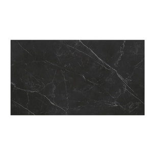 Tavolo CALVI in ceramica, effetto marmo nero e base in metallo verniciato nero, allungabile 160x90 cm-240x90 cm