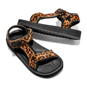 Sandalias de Tiras de  Mujer con Estampado en Leopardo