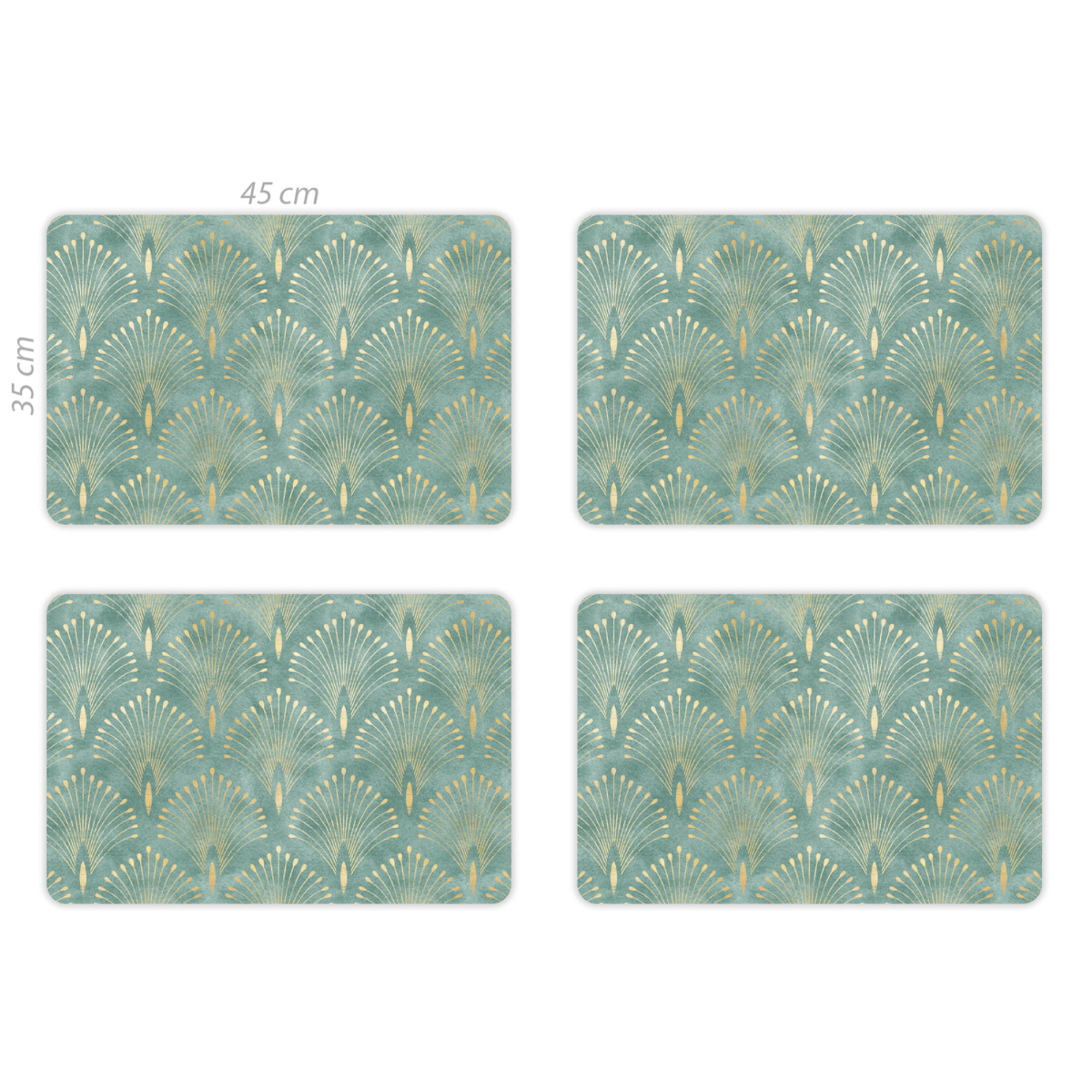 VINILIKO, set de 4 individuales de mesa Akira verde agua 4u-30x45 cm