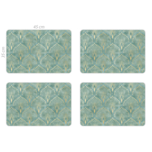 VINILIKO, set de 4 individuales de mesa Akira verde agua 4u-30x45 cm