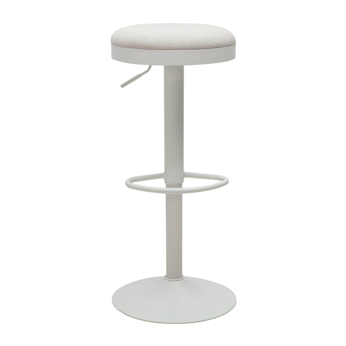Tabourets de bar réglables en tissu chenille écru et métal (lot de 2) THOR
