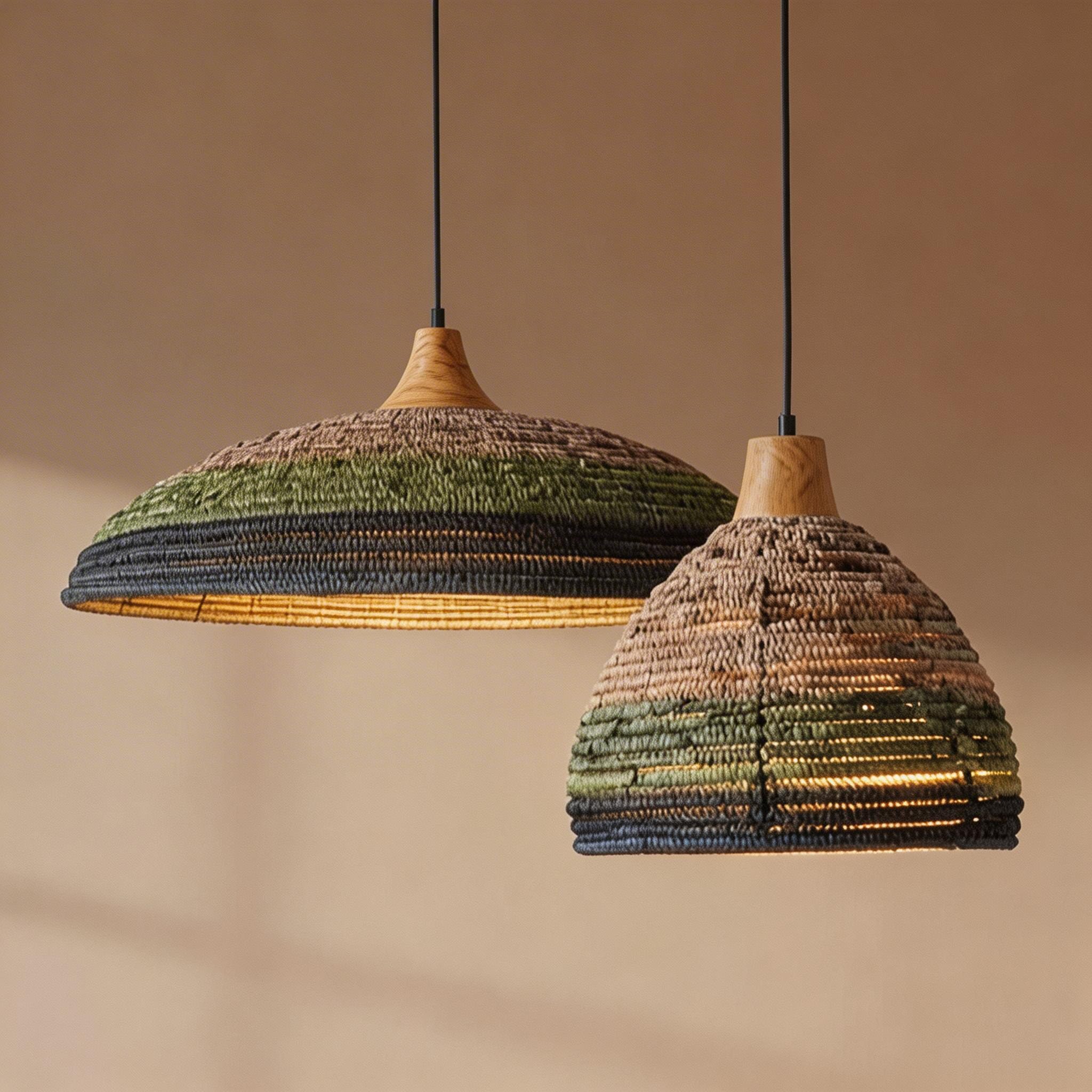 FORLIGHT Korg lampara colgante con pantalla de cuerda natural para bombilla E27