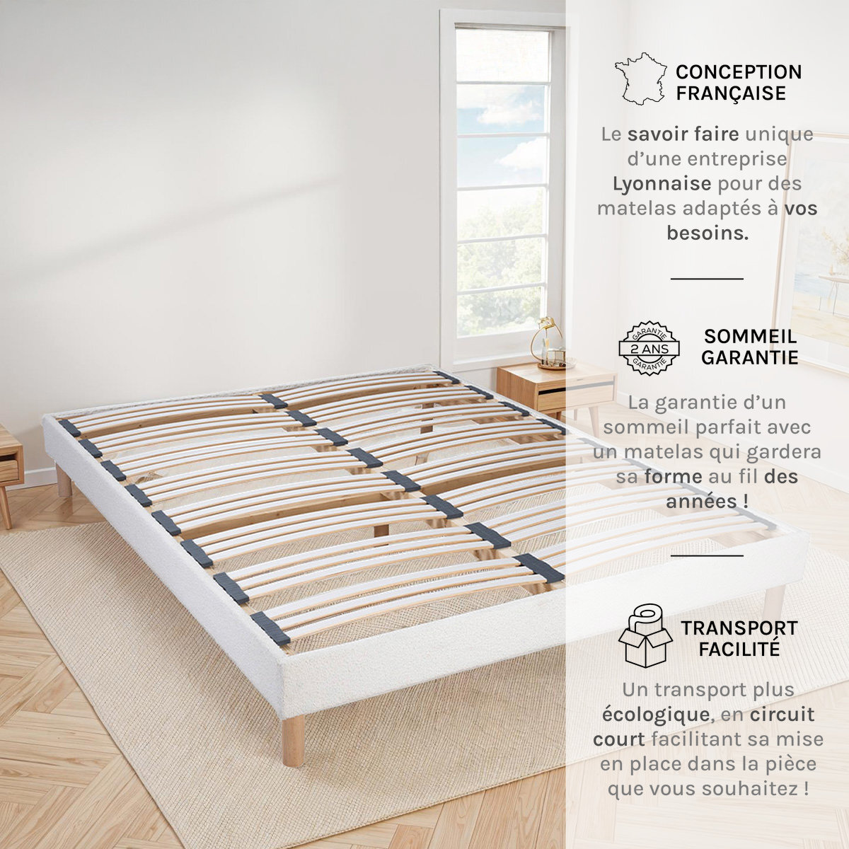 Sommier en Kit | 2 Places | laine bouclée