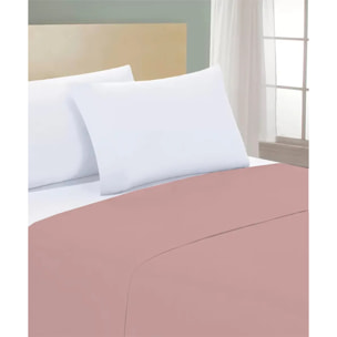Completo Lenzuola PERCALLE ROSA tinta unita per letto matrimoniale 100% Percalle di Cotone e Made in Italy