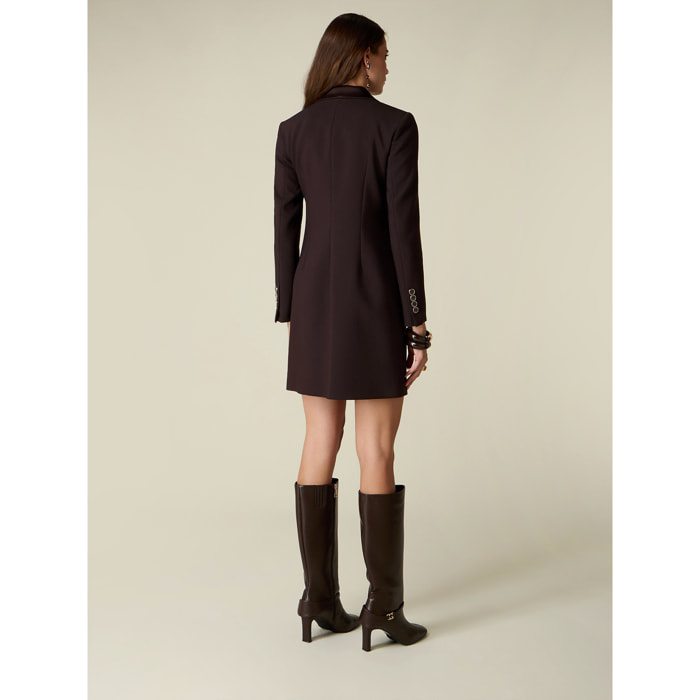 Oltre - Vestido abrigo cruzado - Marrón