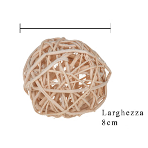 Sfera Intrecciata Di Rattan, 6 Pezzi, Colorate. Larghezza 8 Cm - Pezzi 6 - 8X8X8cm - Colore: Bianco - Bianchi Dino - Articoli Intrecciati, Scopine