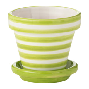 J-Line cache-pot Granada Stripes Handmade + Painted - céramique - vert - extra small - Ø 17 cm