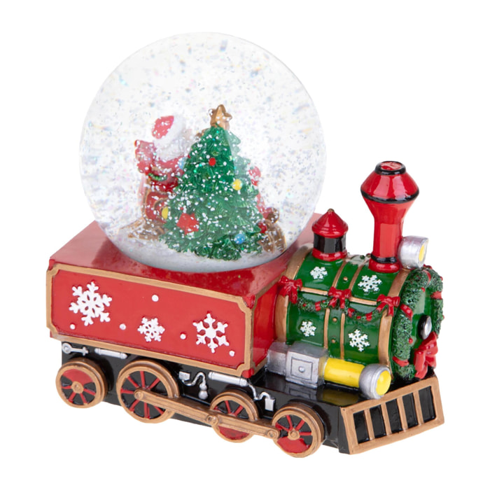 Locomotiva con Sfera 16 cm con B.Natale - Pezzi 1 - Colore Rosso - 16x15,3Hx11cm - Bianchi Dino