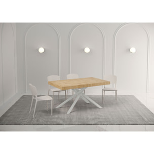 Table extensible 90x140/244 cm Karida Premium chêne nature pieds blanc