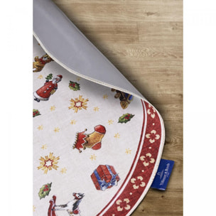 Tapis rond salon ou chambre enfant,  motif fêtes de SANTA, kilim original, entretien facile