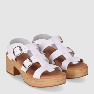 Sandalias de Piel - Blanco - Tacón: 6 cm