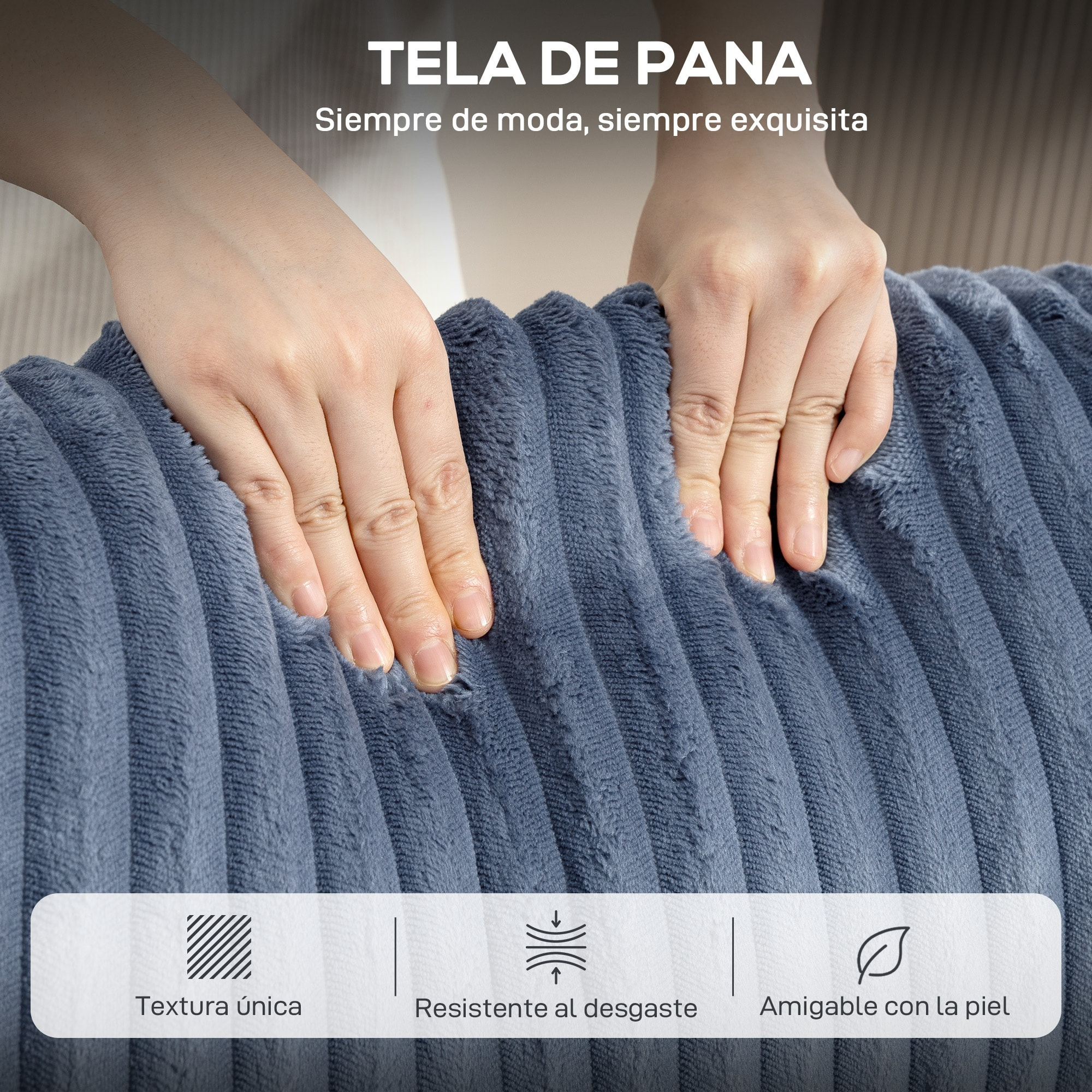 Sillón Relax Reclinable, Sillón Reclinable Manual, Tapizado en Pana, Instalación Rápida, Reposapiés, Acolchado Grueso, para Salón, Dormitorio, Oficina, Azul Oscuro