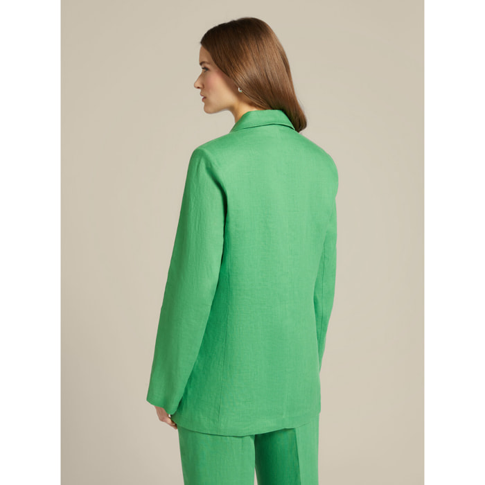 Elena Mirò - Blazer in lino stile sahariana - Milit.green