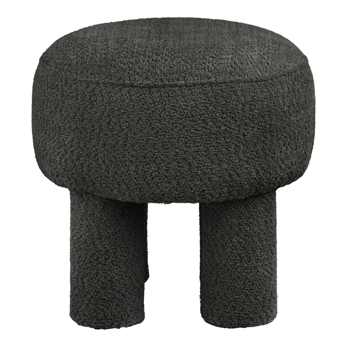 Canberra - Pouf rotondo in chenille antracite ø43x43 cm