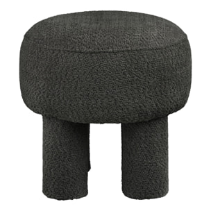Canberra - Pouf rotondo in chenille antracite ø43x43 cm