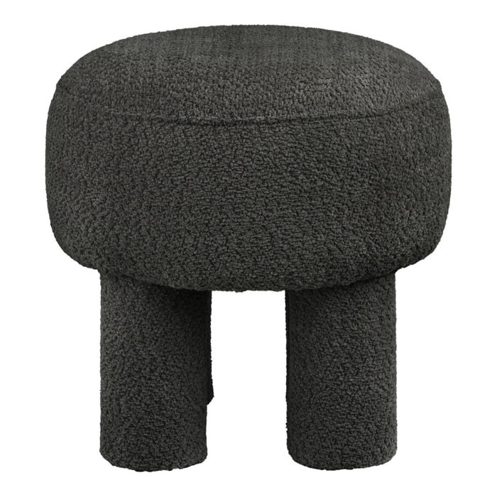 Canberra - Pouf rotondo in chenille antracite ø43x43 cm