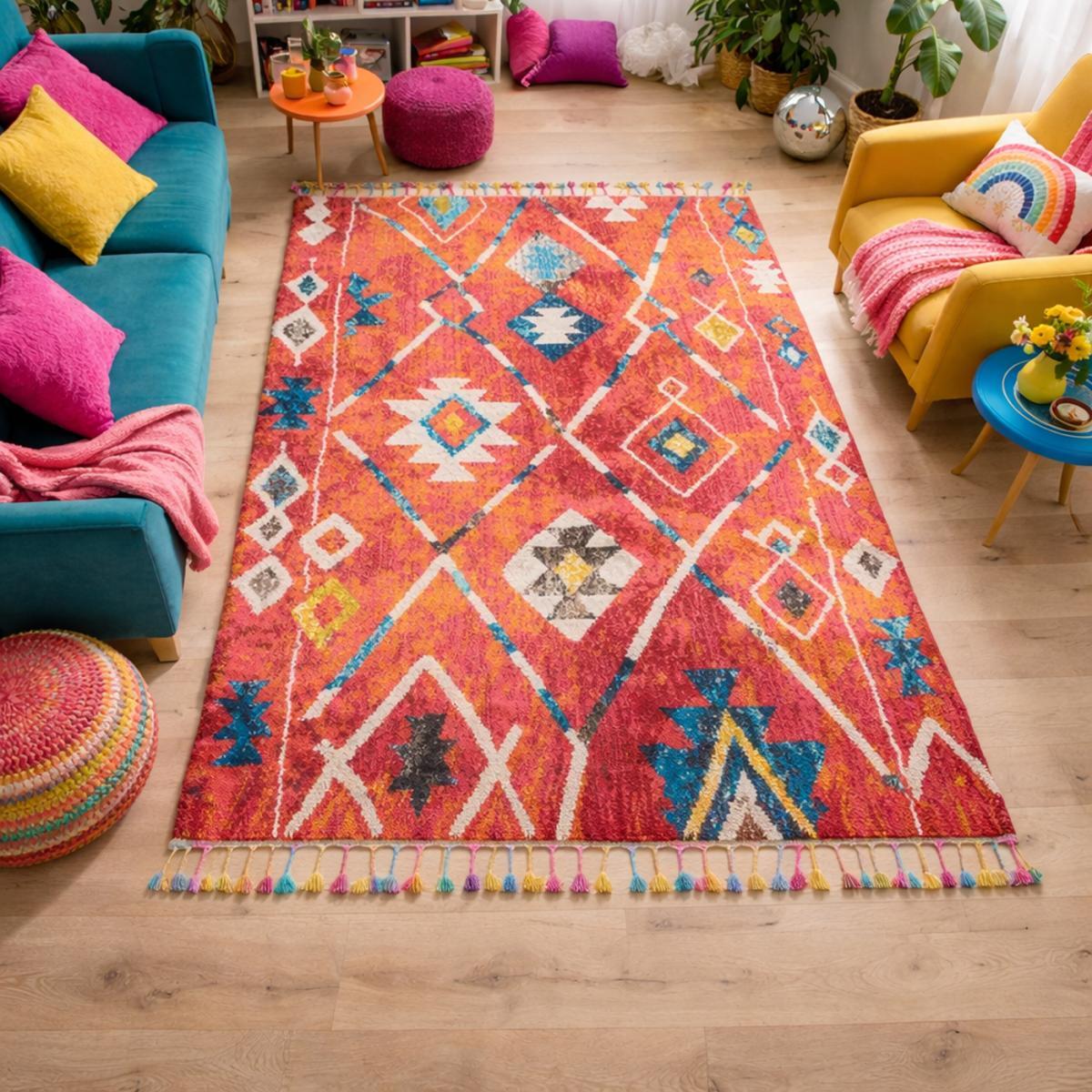Tapis GIba rouge motif traditionnel berbère