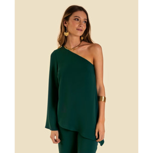 Blusa de mujer asimétrica con manga larga
