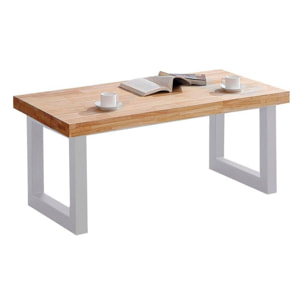 Mesa de centro elevable con almacenaje oculto en roble salvaje y blanco 120x47,5-62 cm Loft Roble salvaje - Blanco