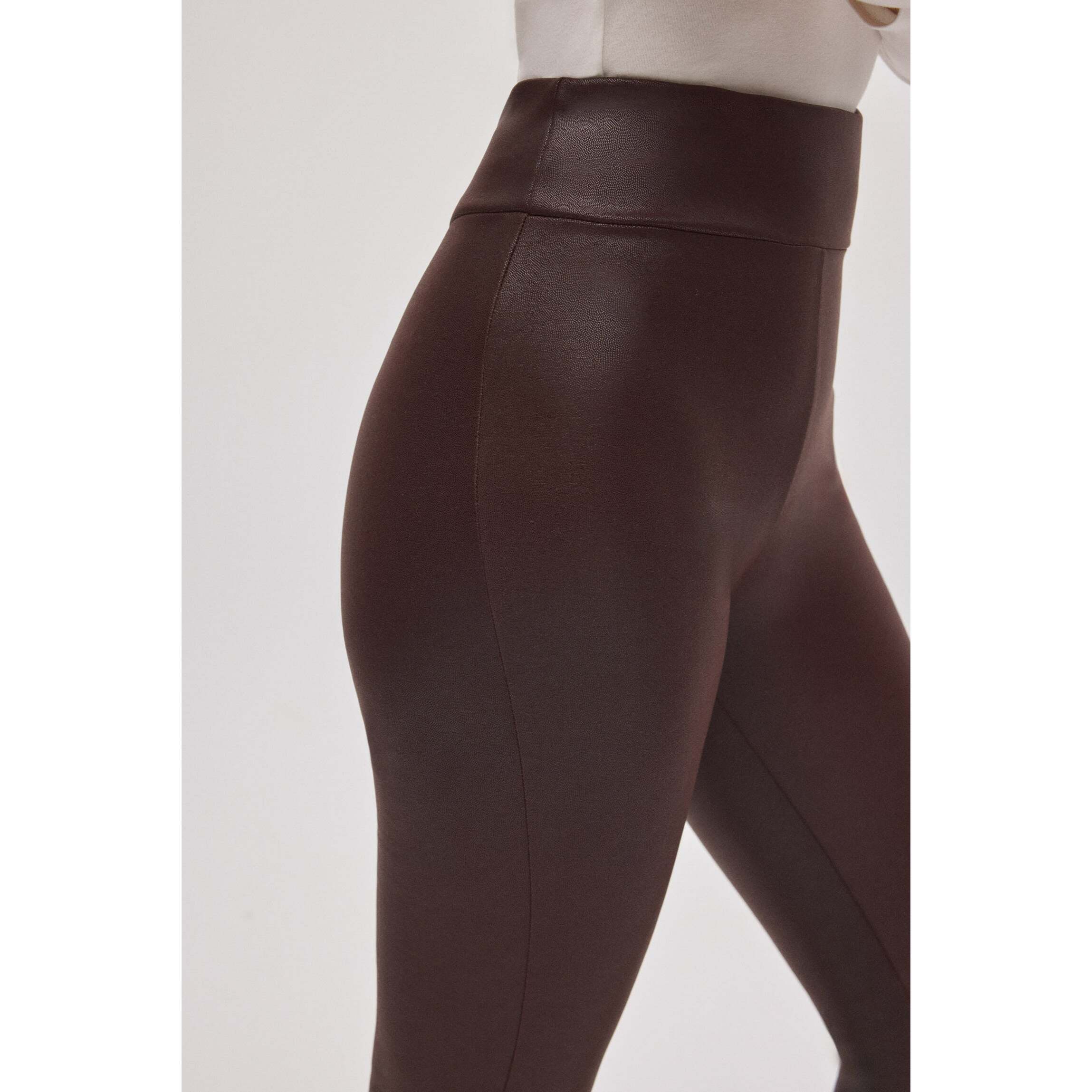 Leggings termici effetto pelle color cioccolato