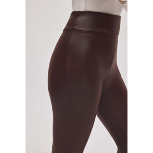 Leggings termici effetto pelle color cioccolato
