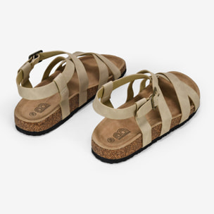 Sandalias planas beige con suela de corcho