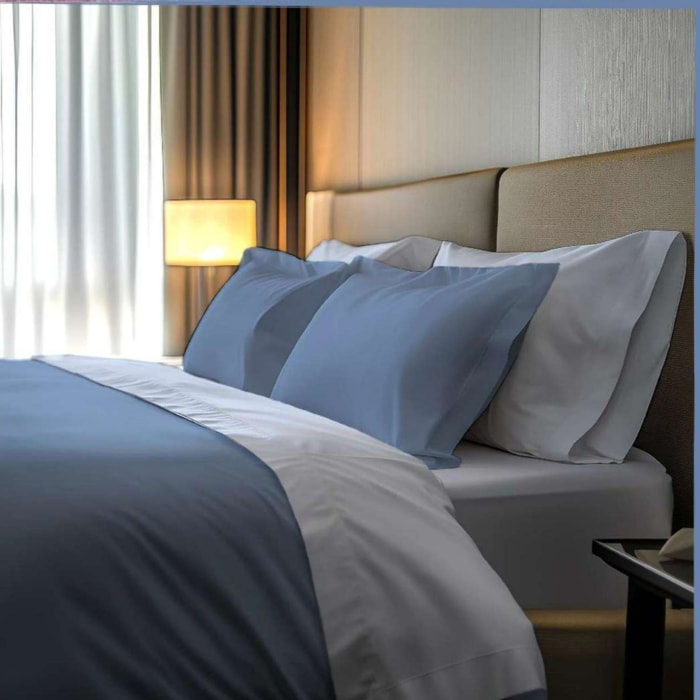 COTTON CLUB Completo Letto Bicolor in Percalle