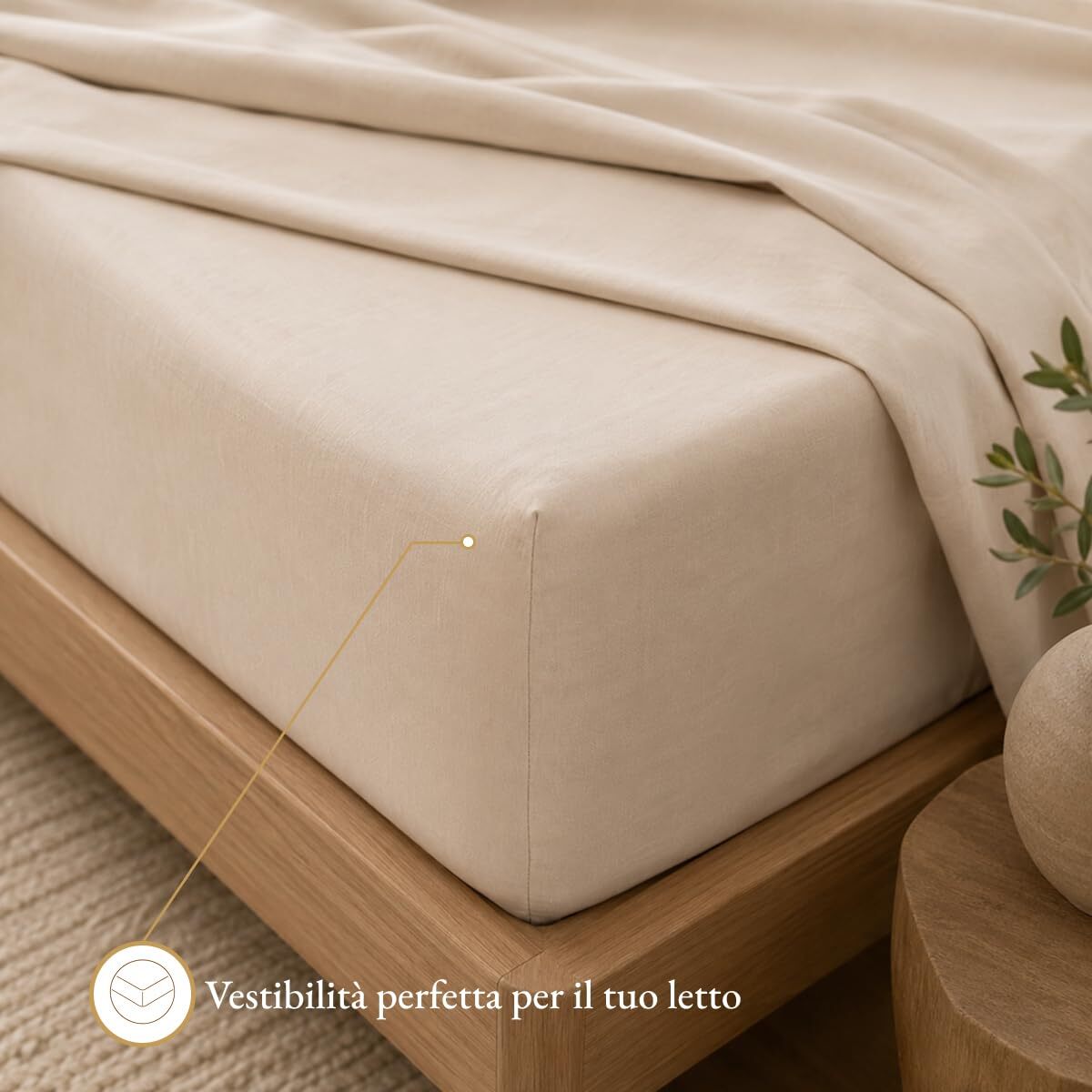 Completo lenzuola in cotone - Beige