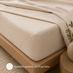 Completo lenzuola in cotone - Beige