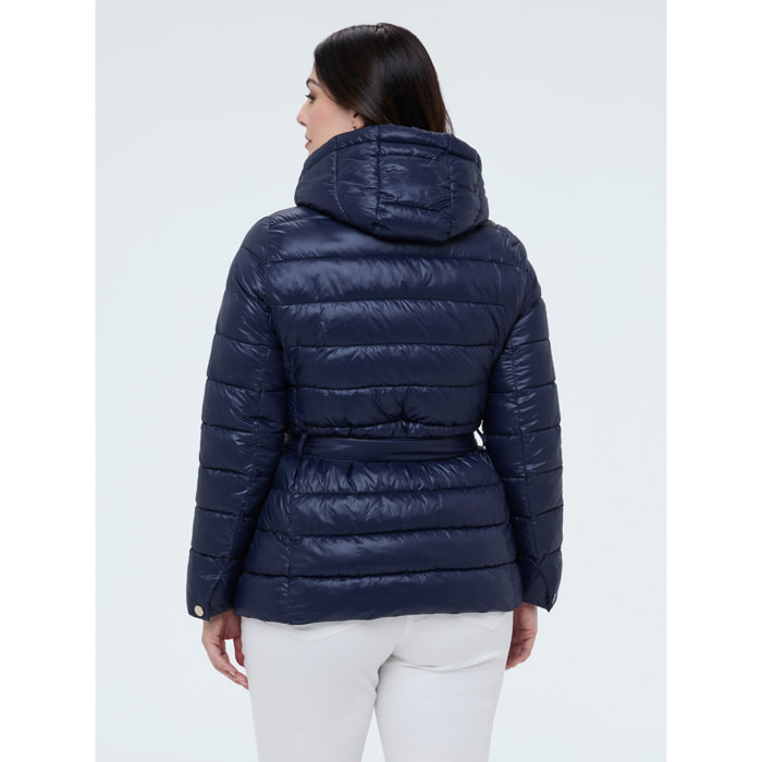 Fiorella Rubino - Piumino trapuntato con cintura annodata - Blu